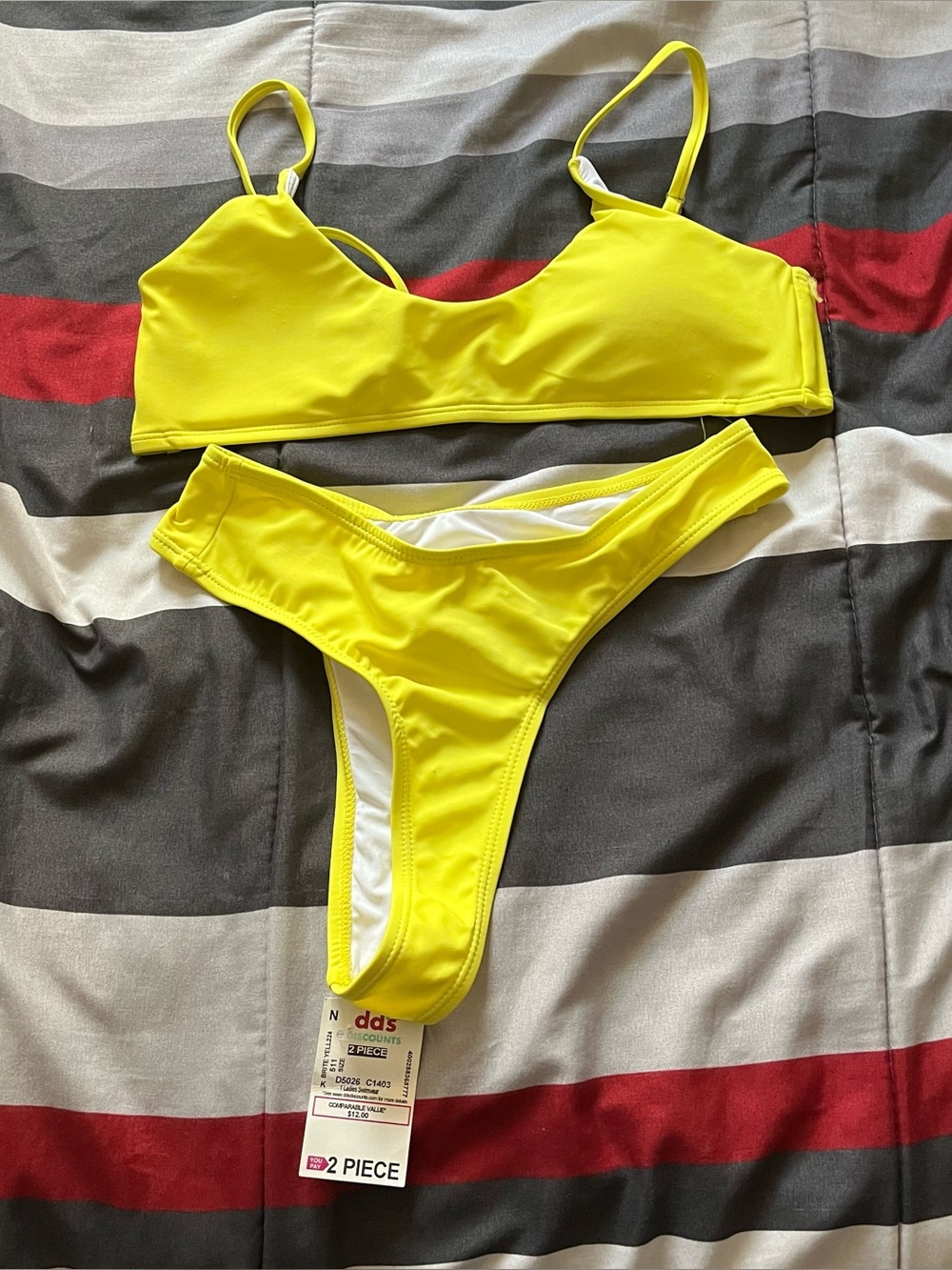 Bright Yellow Two-Piece Women's Bikini Set - Sleek Bralette & High-Cut Bottoms